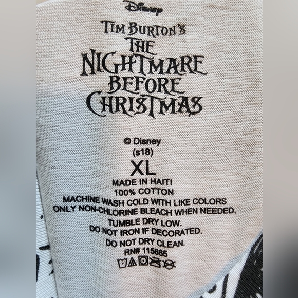 DISNEY Tim Burton Nightmare Before Christmas White Black Graphic T-Shirt XL - Picture 4 of 5